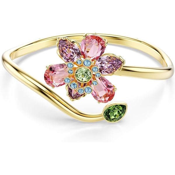 Amazon.com: Swarovski Idyllia open ring, Mixed cuts, Flower, Green